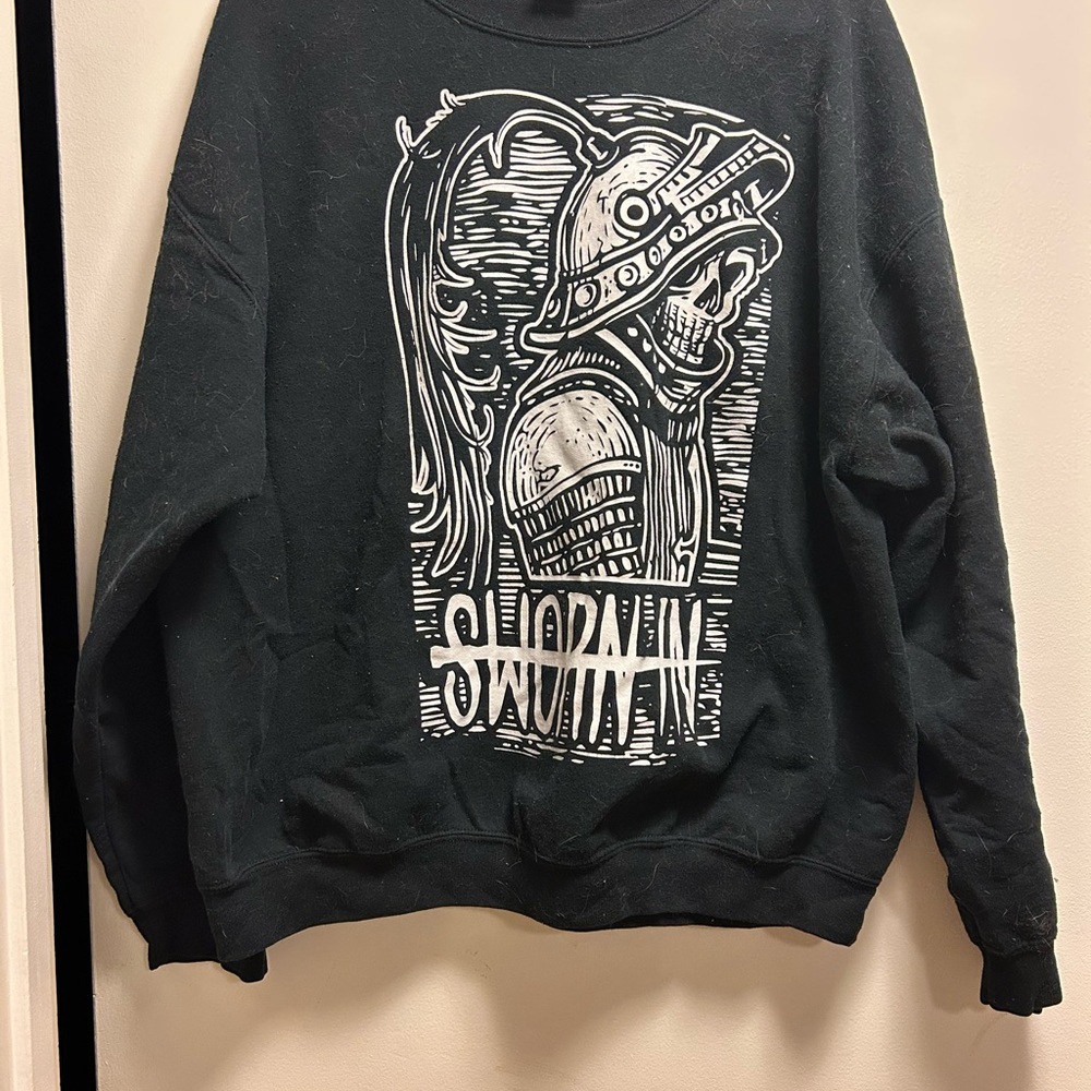 Black Graphic Crewneck Sweater